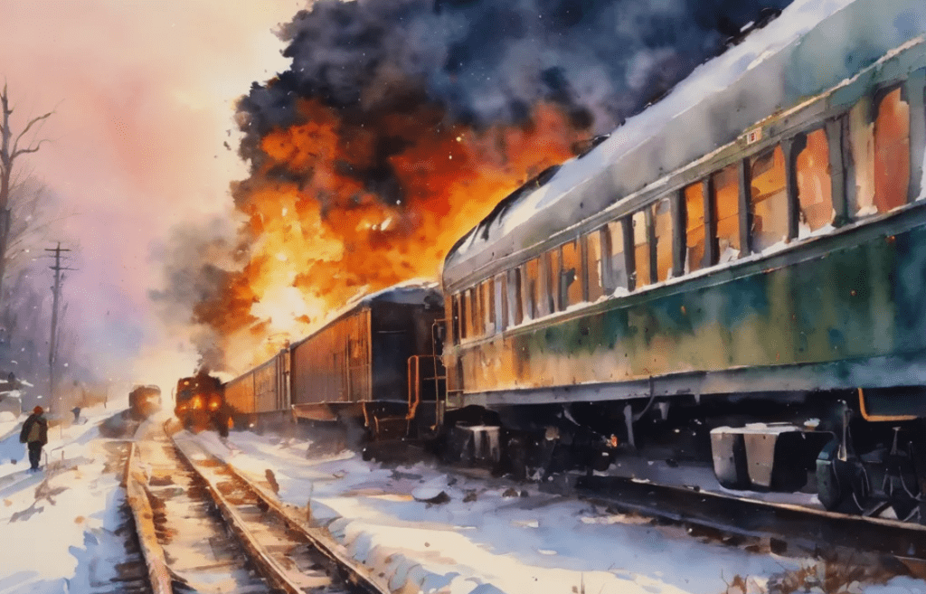An AI-created image of a train accident